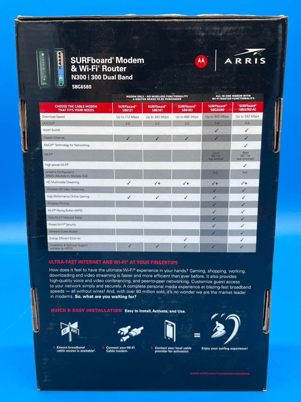 Motorola Arris SURFboard SBG6580 Modem & Wi-Fi Router N300 300 Dual Band