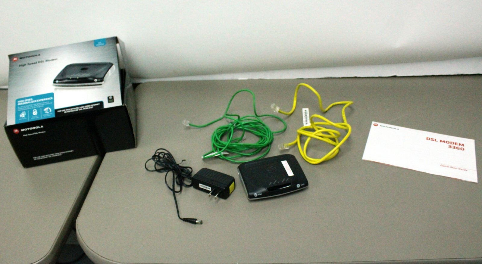 Motorola ATT AT&T High Speed DSL Modem 3360 ADSL2 24 Mbps Internet Ethernet Cord