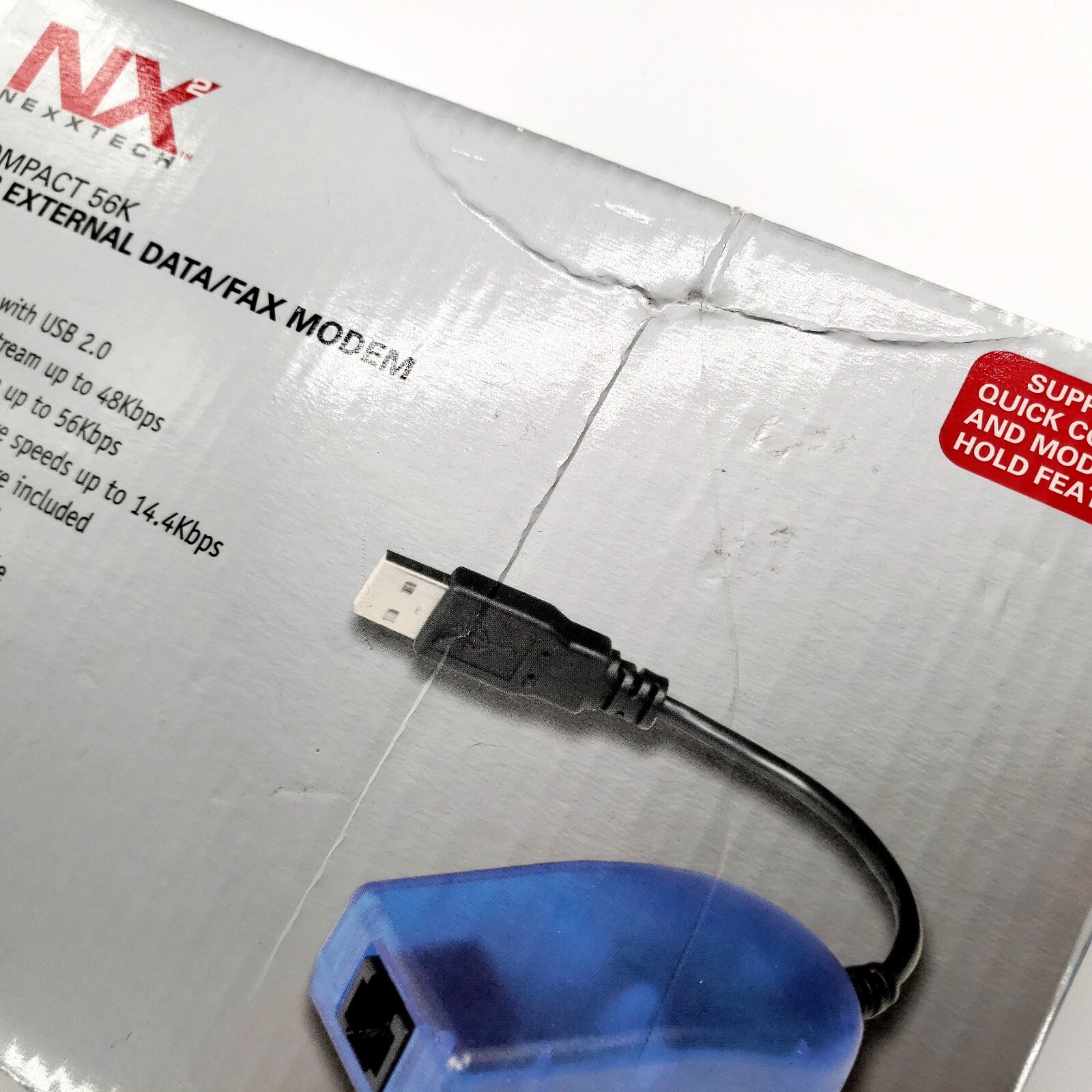 Nexxtech Compact 56K USB External Data/Fax Modem Adapter NSMODX2
