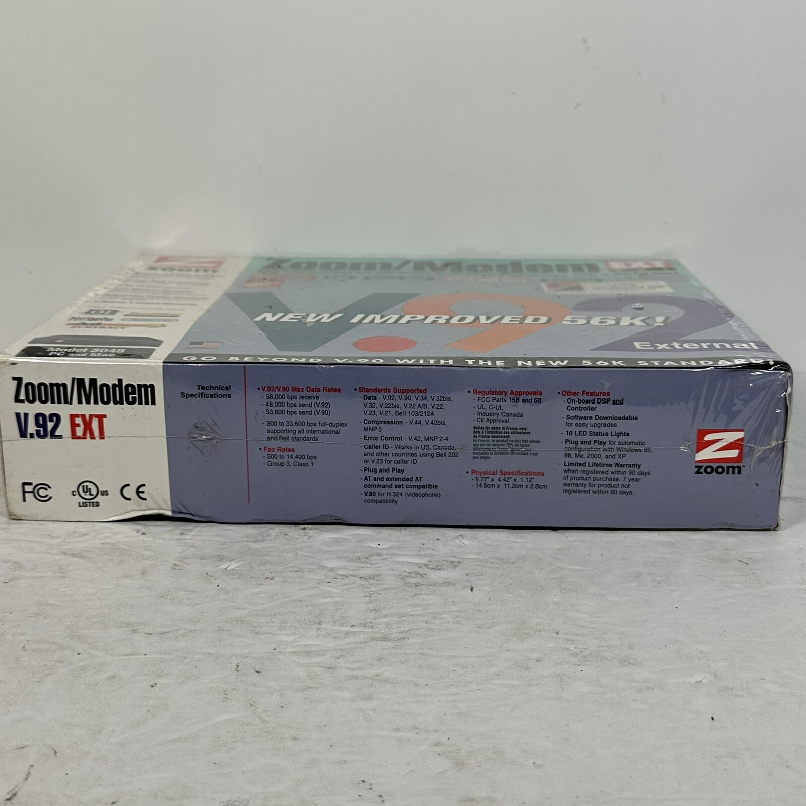 Zoom 3048 External RS-232 56k V.92 Faxmodem for Windows & MAC, Serial Port, NEW