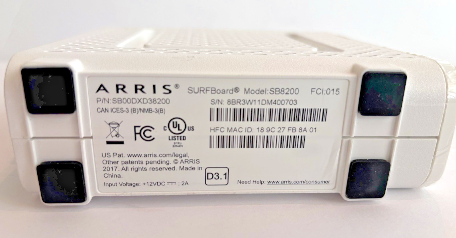 Arris Surfboard SB8200 3.1 Cable Modem DOCSIS w/Power Adapter TESTED