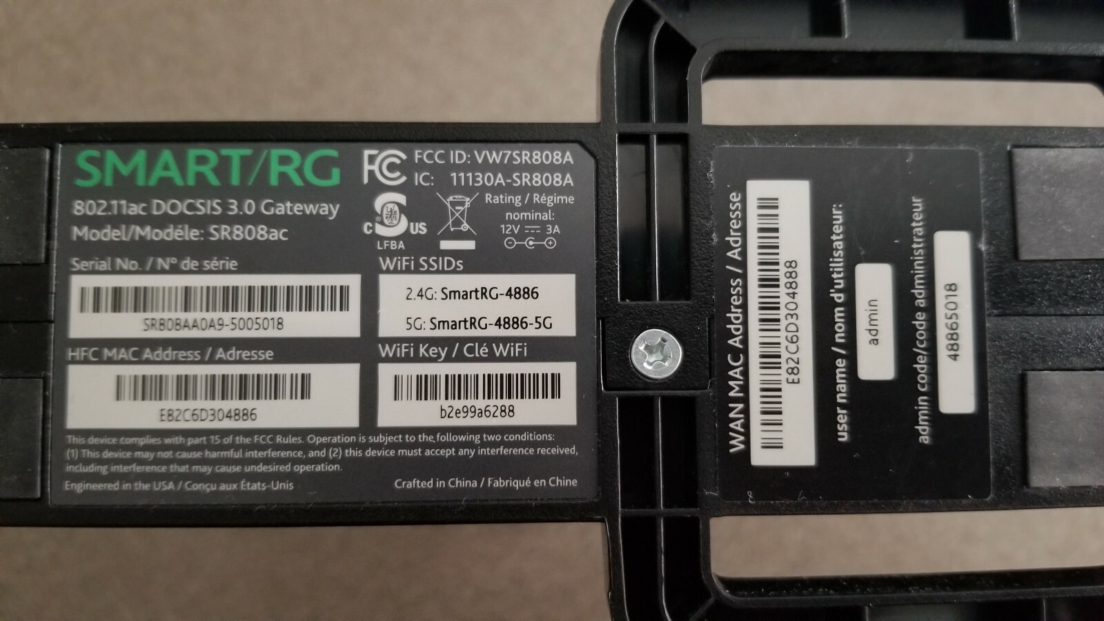 Smart RG SR808ac 802.11ac DOCSIS 3.0 Gateway Modem/Router