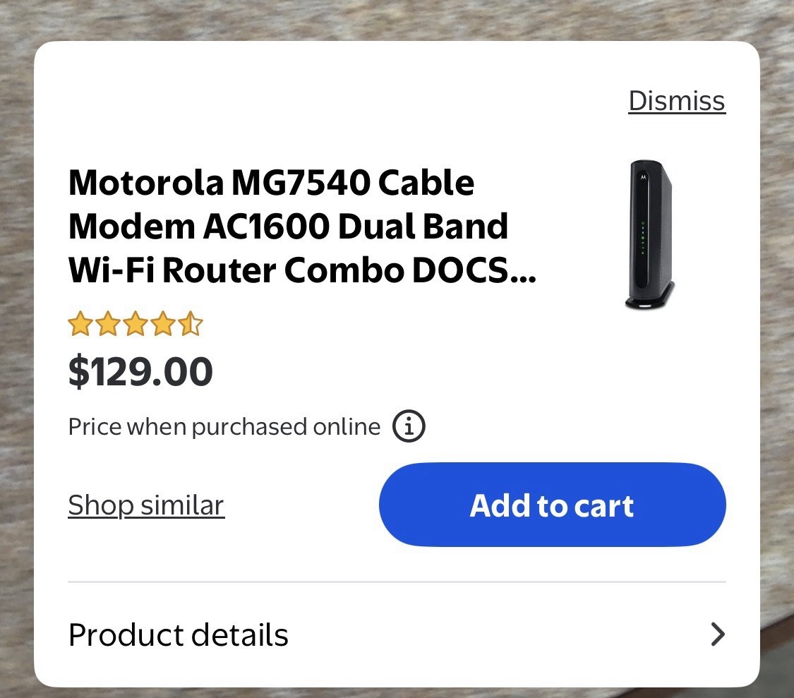 Motorola MG7540-10 16×4 Cable Modem – Black