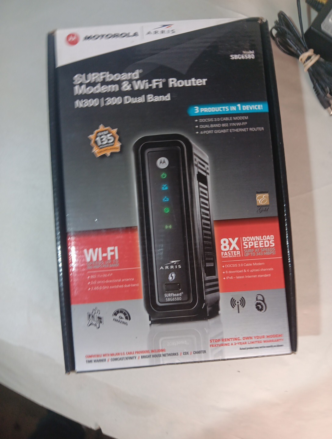 Motorola Arris SURFboard SBG6580 DOCSIS 3.0 Cable Modem Tested Wifi N300