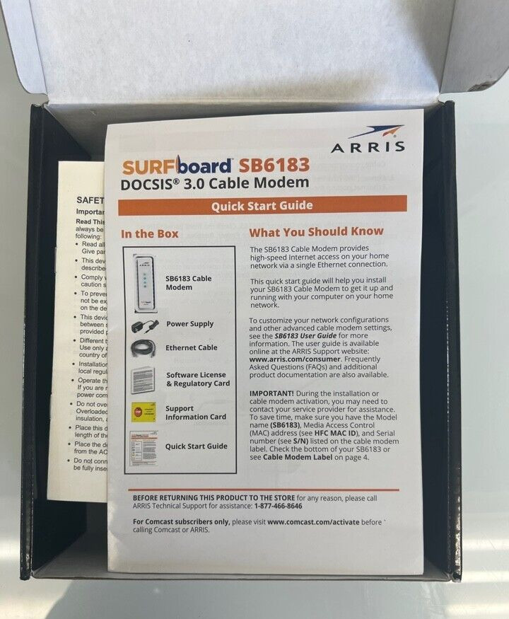 ARRIS SurfBoard SB6183 686 Mbps Cable Modem – White – Used