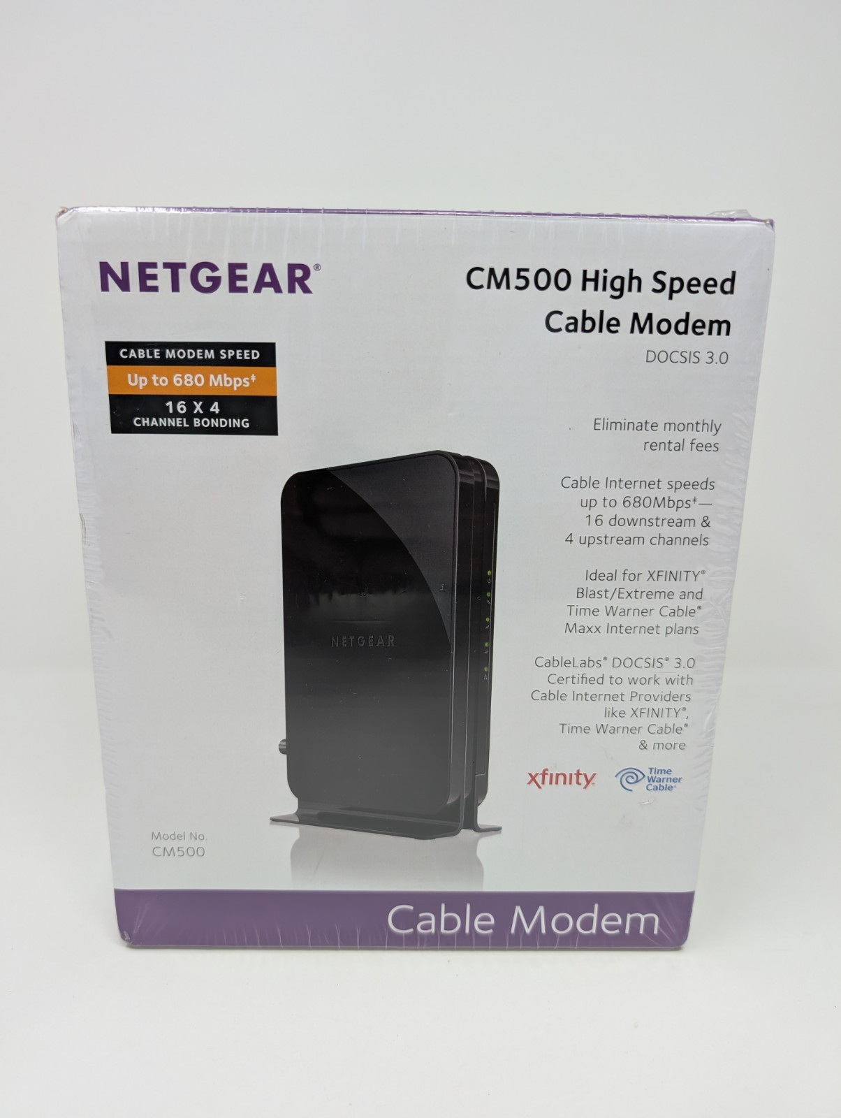 NETGEAR CM500 DOCSIS 3.0 680Mbps Cable Modem – New Sealed
