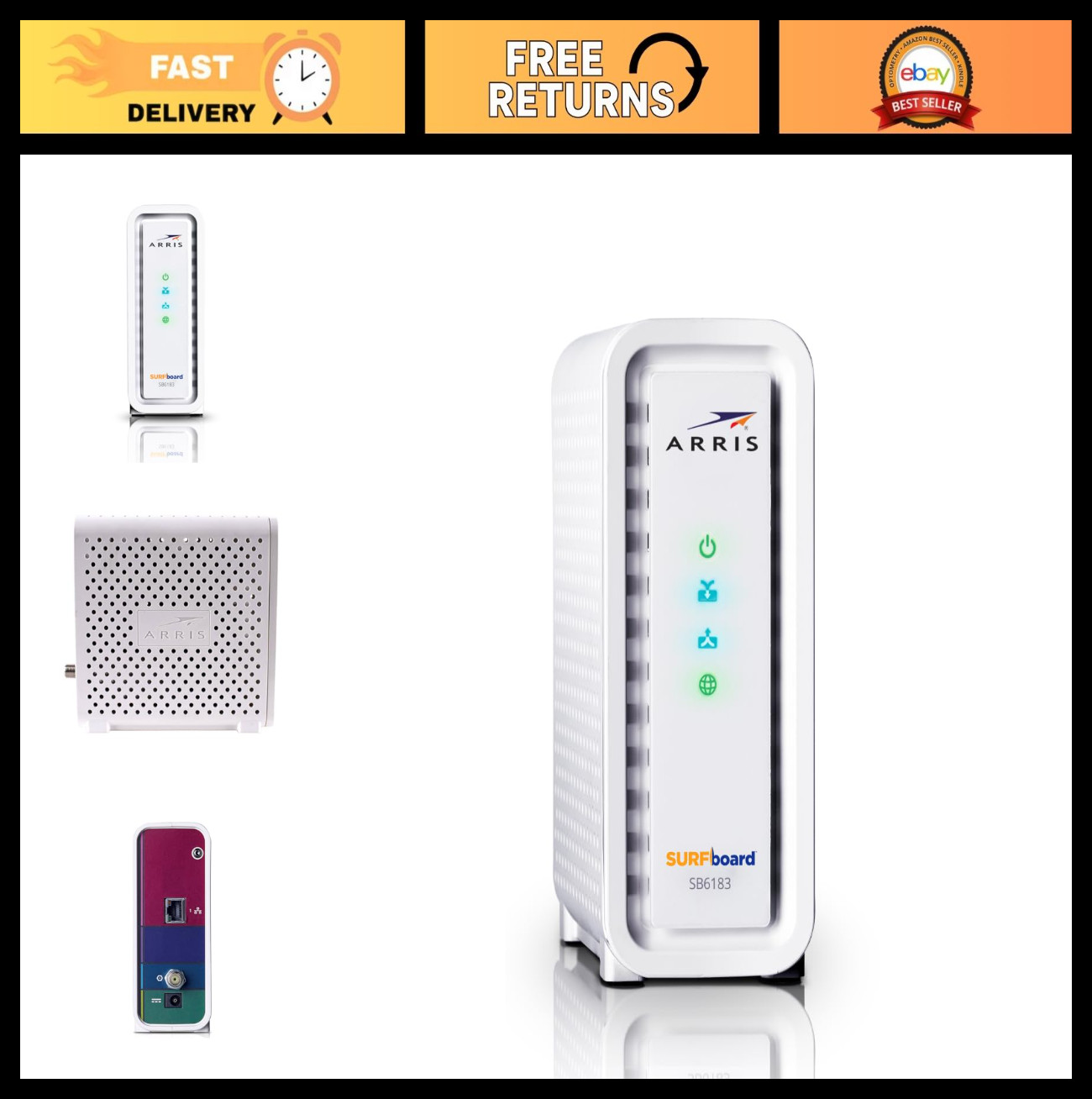 Fast DOCSIS 3.0 Cable Modem, 16×4 Gigabit, 1 Gbps Port, 400 Mbps Speed, Renewed