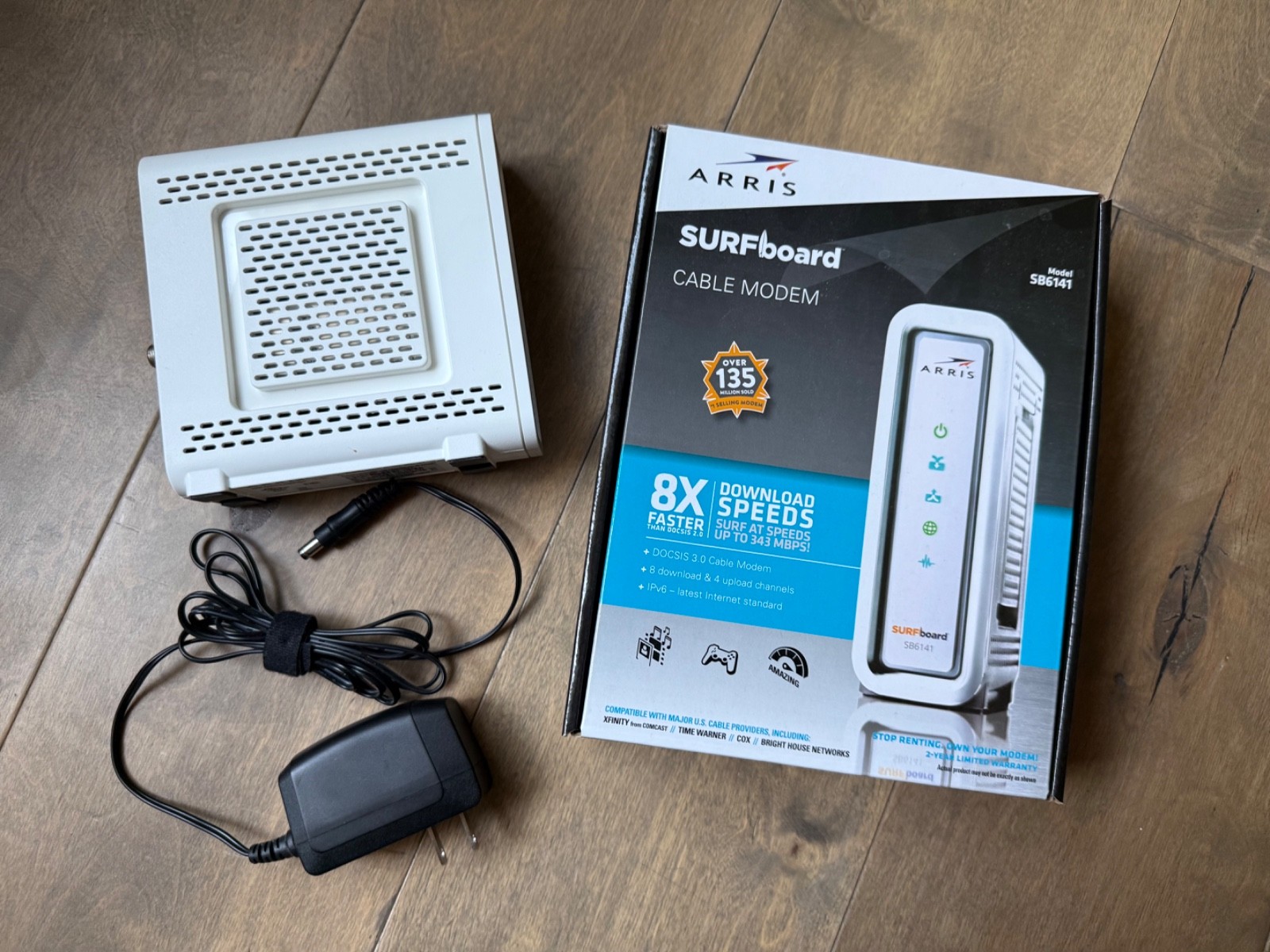ARRIS SURFboard SB6141 DOCSIS 3.0 IPv6 Cable Modem, White, free shipping