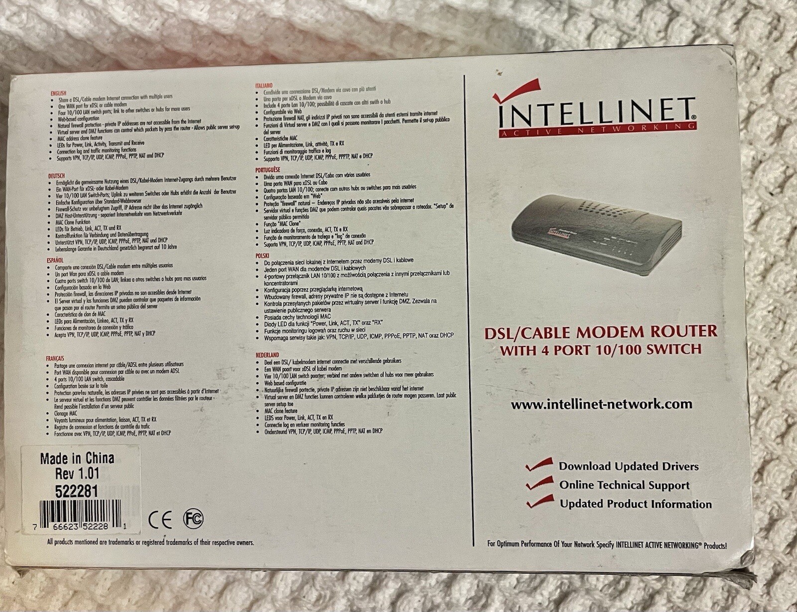 DSL/Cable MODEM ROUTER with 4 Port 10/100 Switch Intellinet