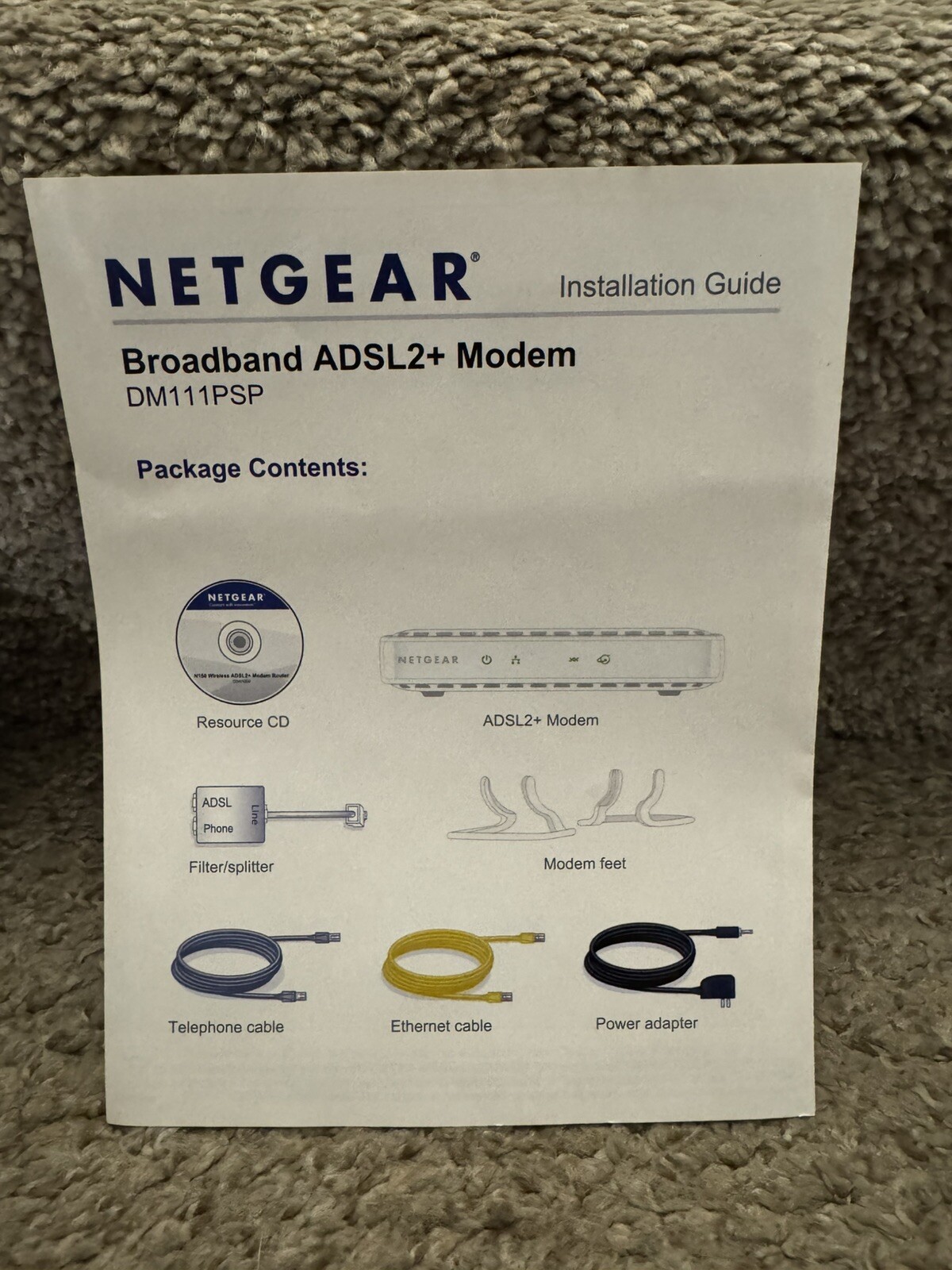 Netgear Broadband ADSL2+ Modem DM111PSP V2 **New But Missing Resource CD