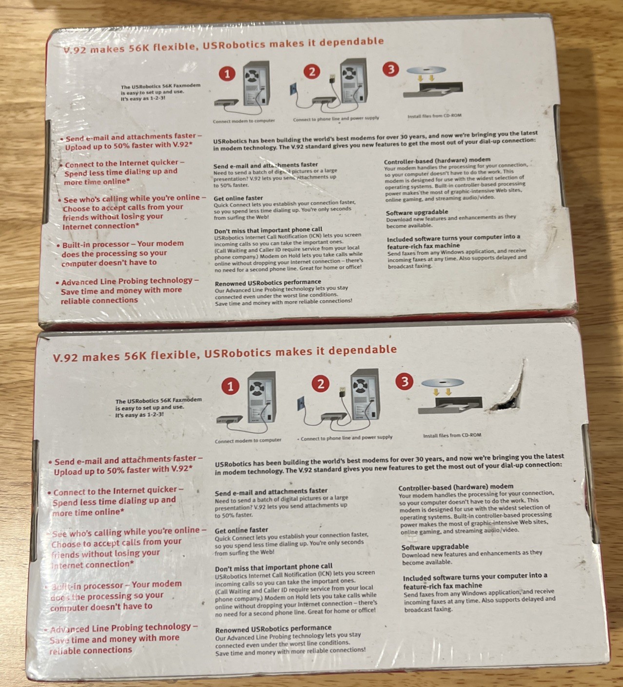 Lot of 2 – US Robotics V.92 USR5686E External Modem + Fax Still sealed. New