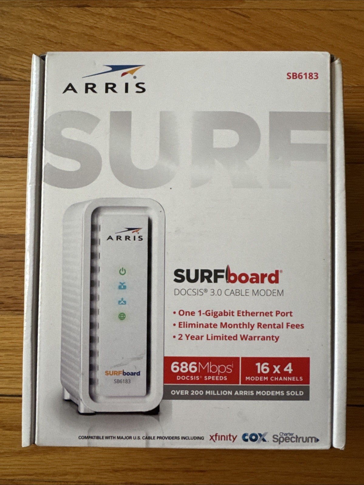 ARRIS SB6183 686 Mbps Cable Modem, White 59243200300 Open Box