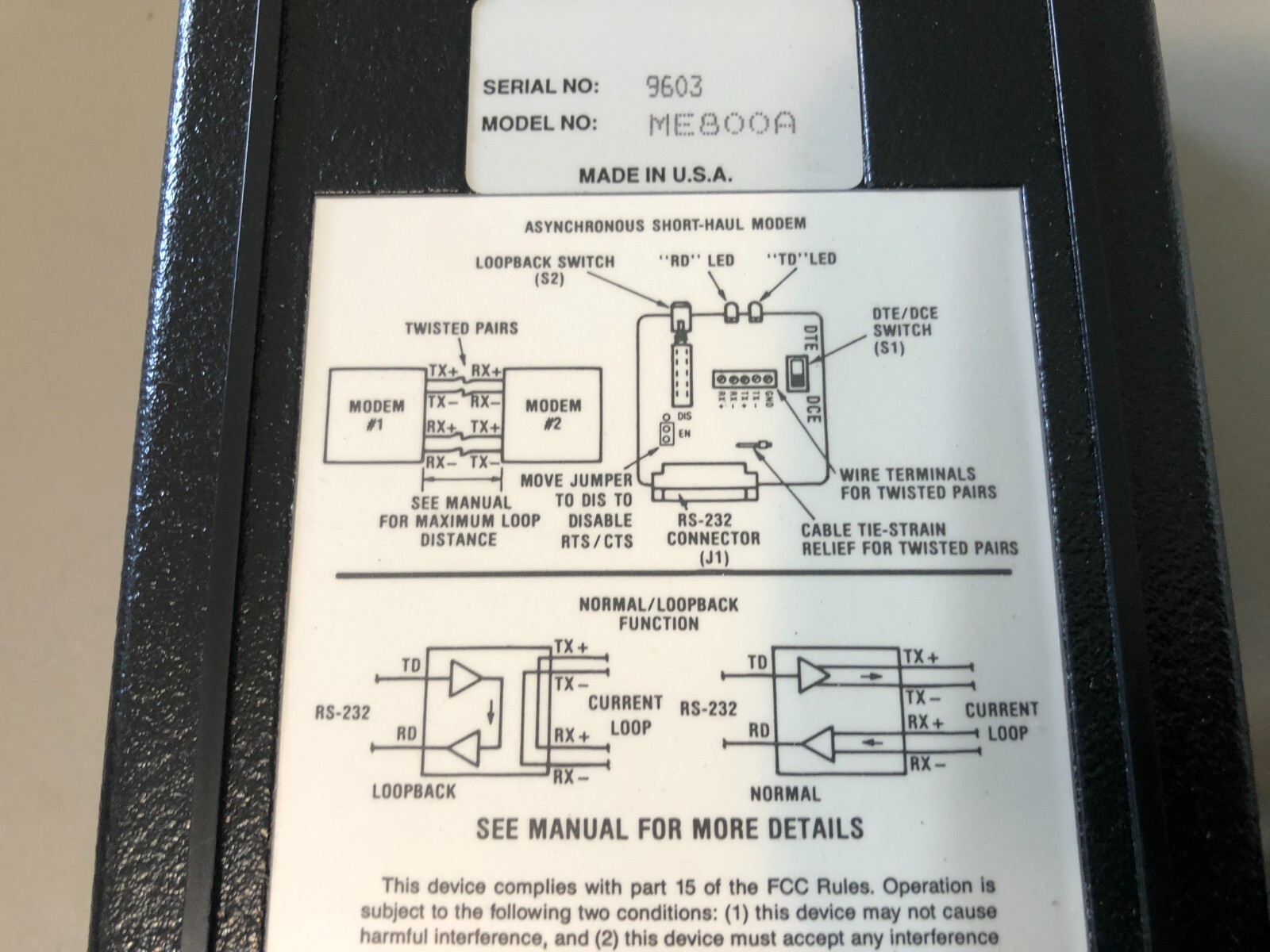 Black Box, ME Short Haul Modem, ME-800A