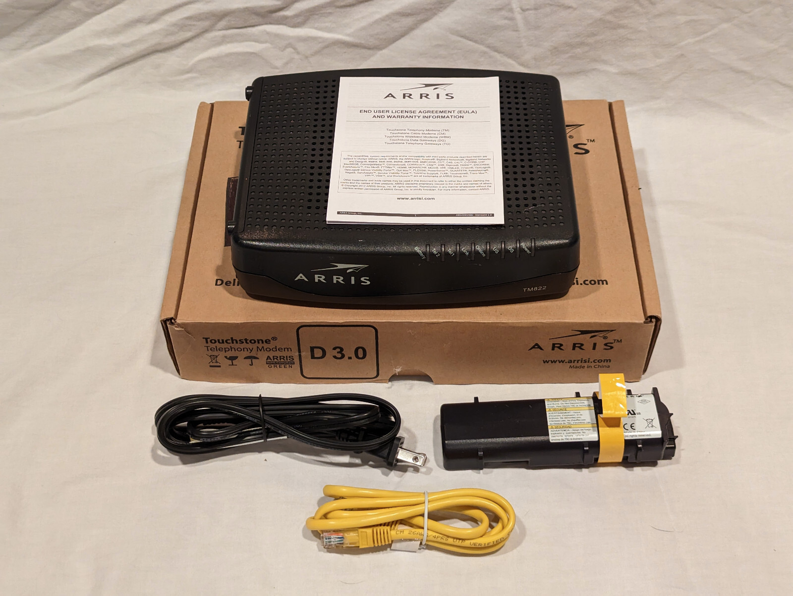 ARRIS Touchstone TM822G DOCSIS 3.0 8×4 Telephony Modem With Backup Battery
