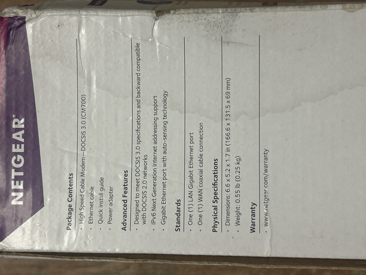NETGEAR CM700 CABLE MODEM (SBL014173)