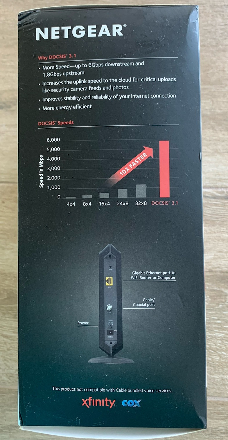 NETGEAR Nighthawk CM1000-100NAS Ultra-High Speed Cable Modem, Black, DOCSIS 3.1