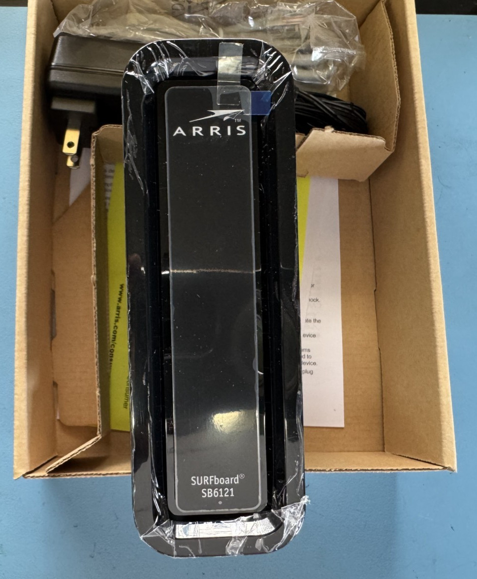 Refurbished Arris SURFboard SB6121 DOCSIS 3.0 Cable Modem – Black W/AC Adapter