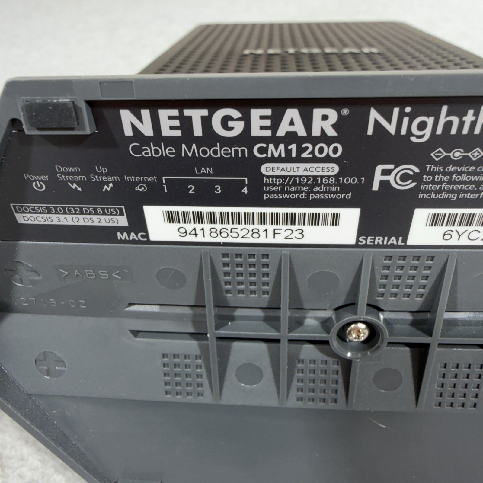 NETGEAR Nighthawk CM1200 DOCSIS 3.1 Multi-Gig Cable Modem w/ Power Adapter