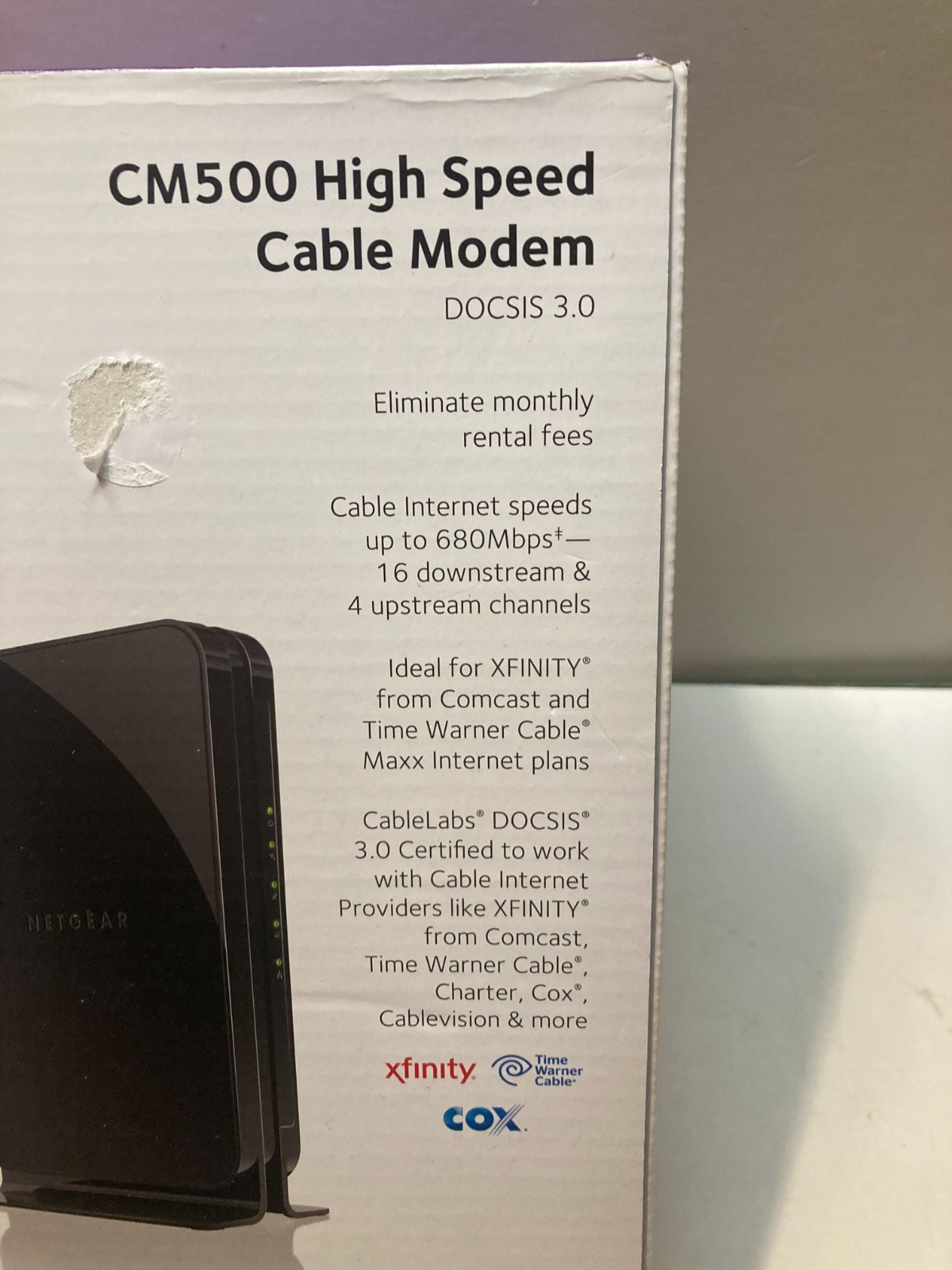 NEW Open Box Netgear CM500 High Speed Cable Modem No Quick Install Guide