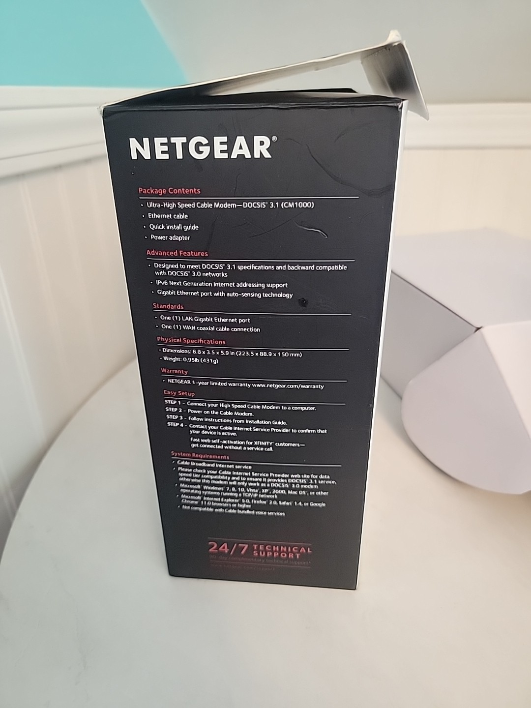 NETGEAR M/CM1000/ DOCSIS 3.1 Ultra High speed Cable Modem/SEE DESCRIPTION