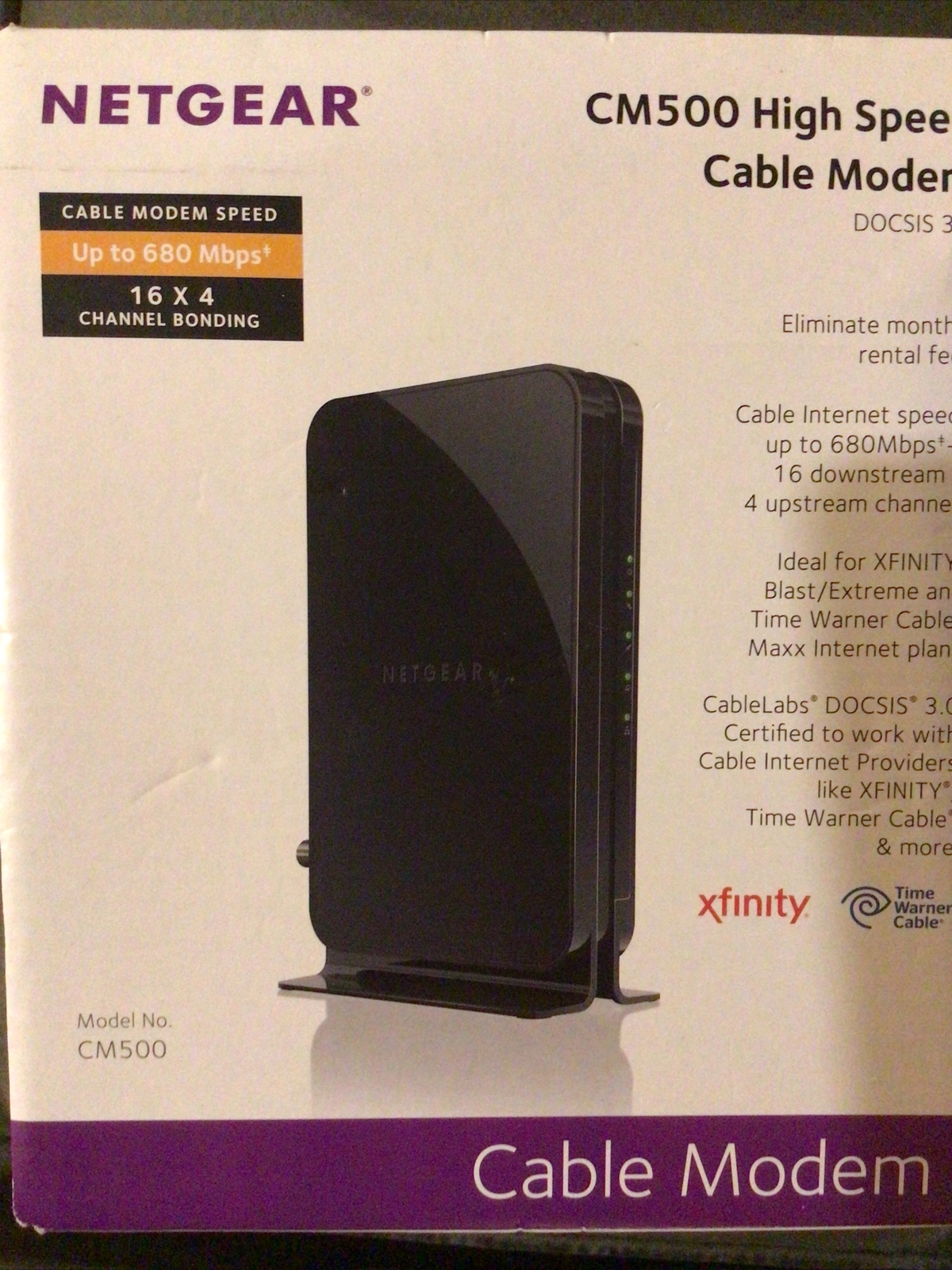 Netgear CM500 High Speed Cable Modem DOCSIS 3.0 Xfinity Cox Spectrum Comcast