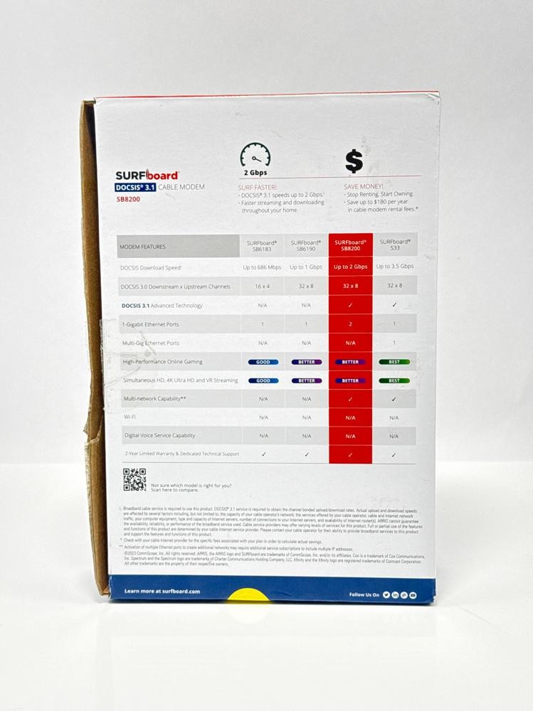 ARRIS SB8200 DOCSIS 3.1 Cable Modem Comcast Xfinity Approved