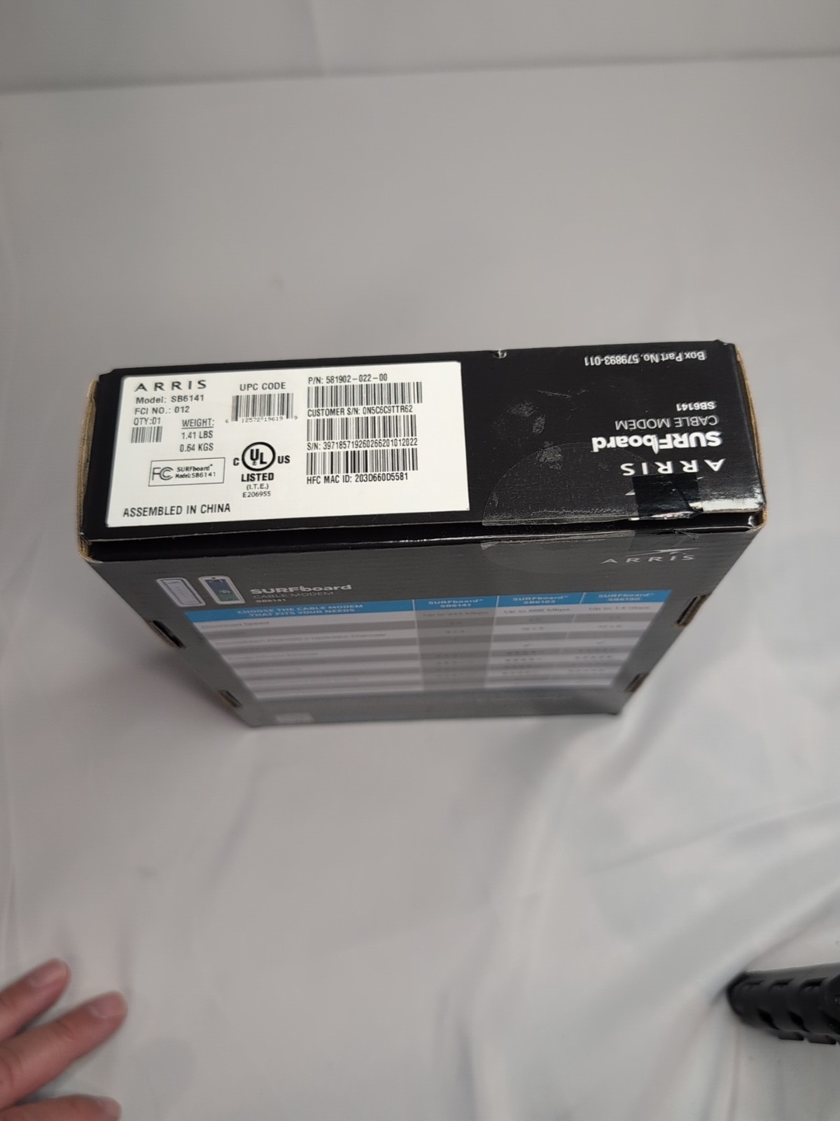 Motorola Arris SURFboard Modem 400 Series SB6141 343 Mbps DOCSIS 3.0 Ethernet