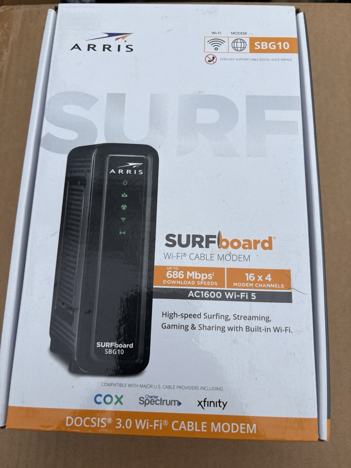 ARRIS SURFboard SBG10 DOCSIS 3.0 Cable Modem AC1600 Dual Band Wi-Fi Router – NEW