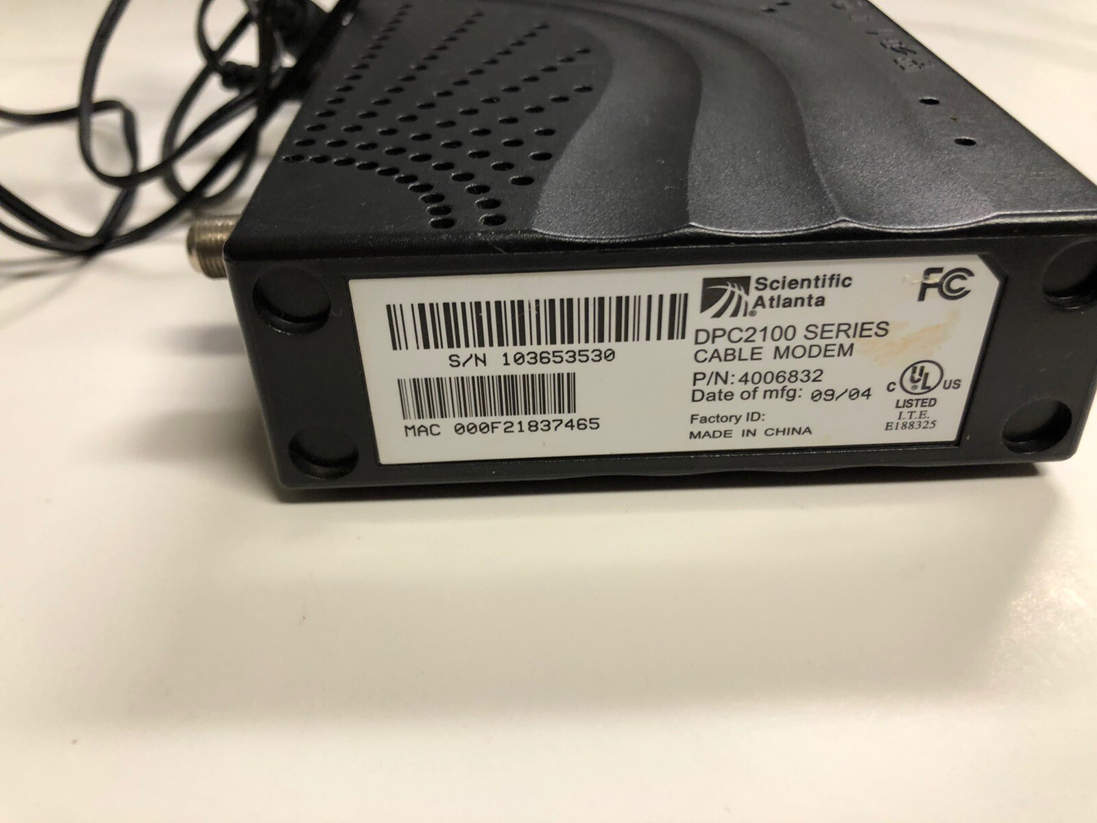 Scientific Atlanta WebStar DPC2100R2 Internet Cable Modem w/ Power Adapter