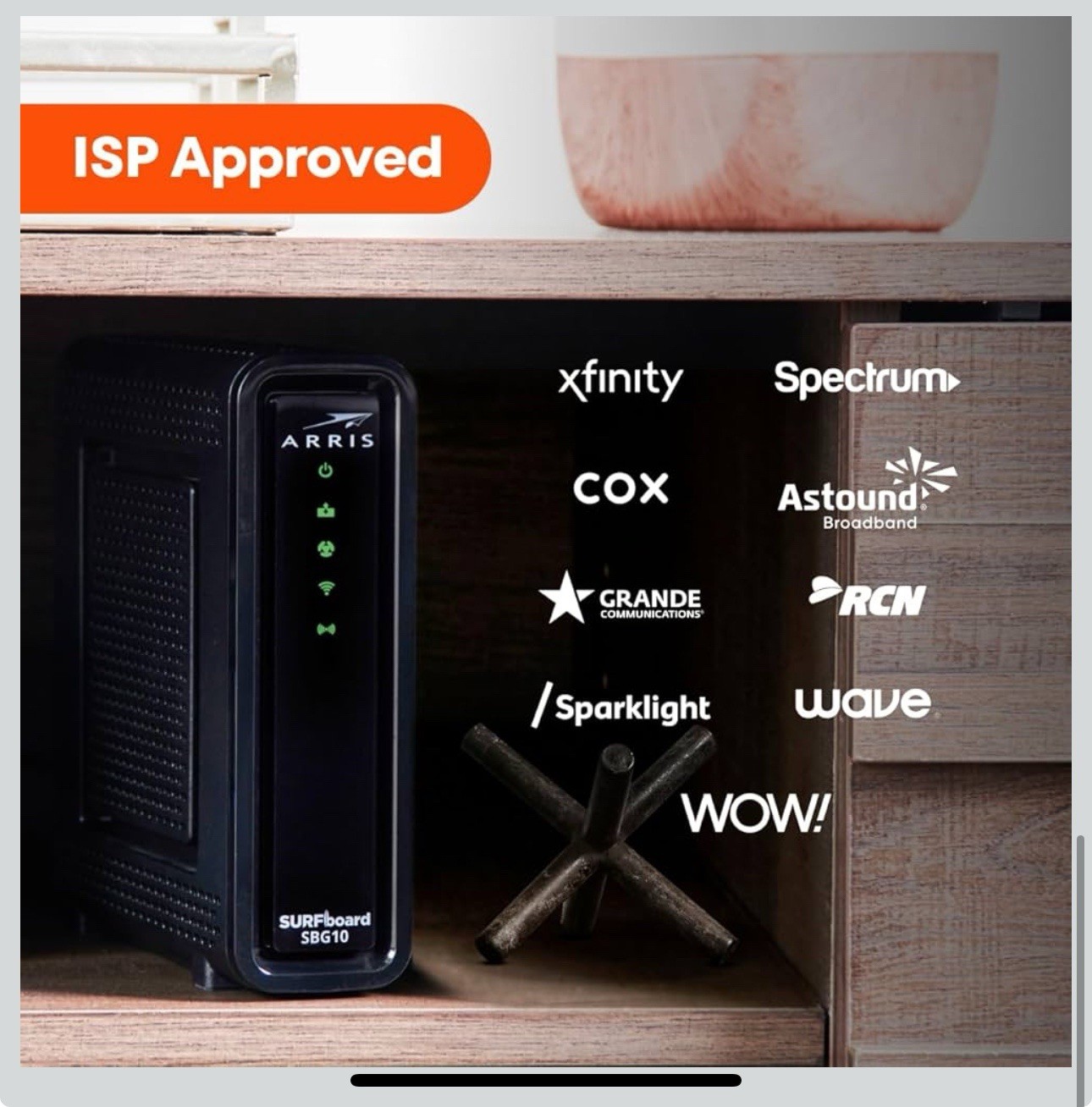 ARRIS (SBG10) Cable Modem Router Combo DOCSIS 3.0 Gb & AC1600 WiFi Refurbished