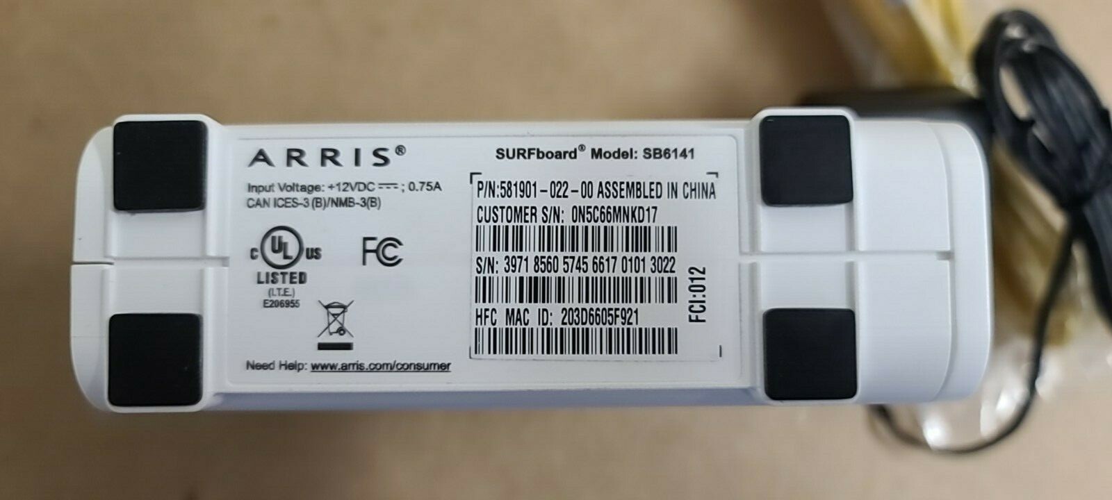 A lot of 10 ARRIS SURFboard SB6141 8×4 DOCSIS 3.0 Cable Modem (with AC and Cat5)
