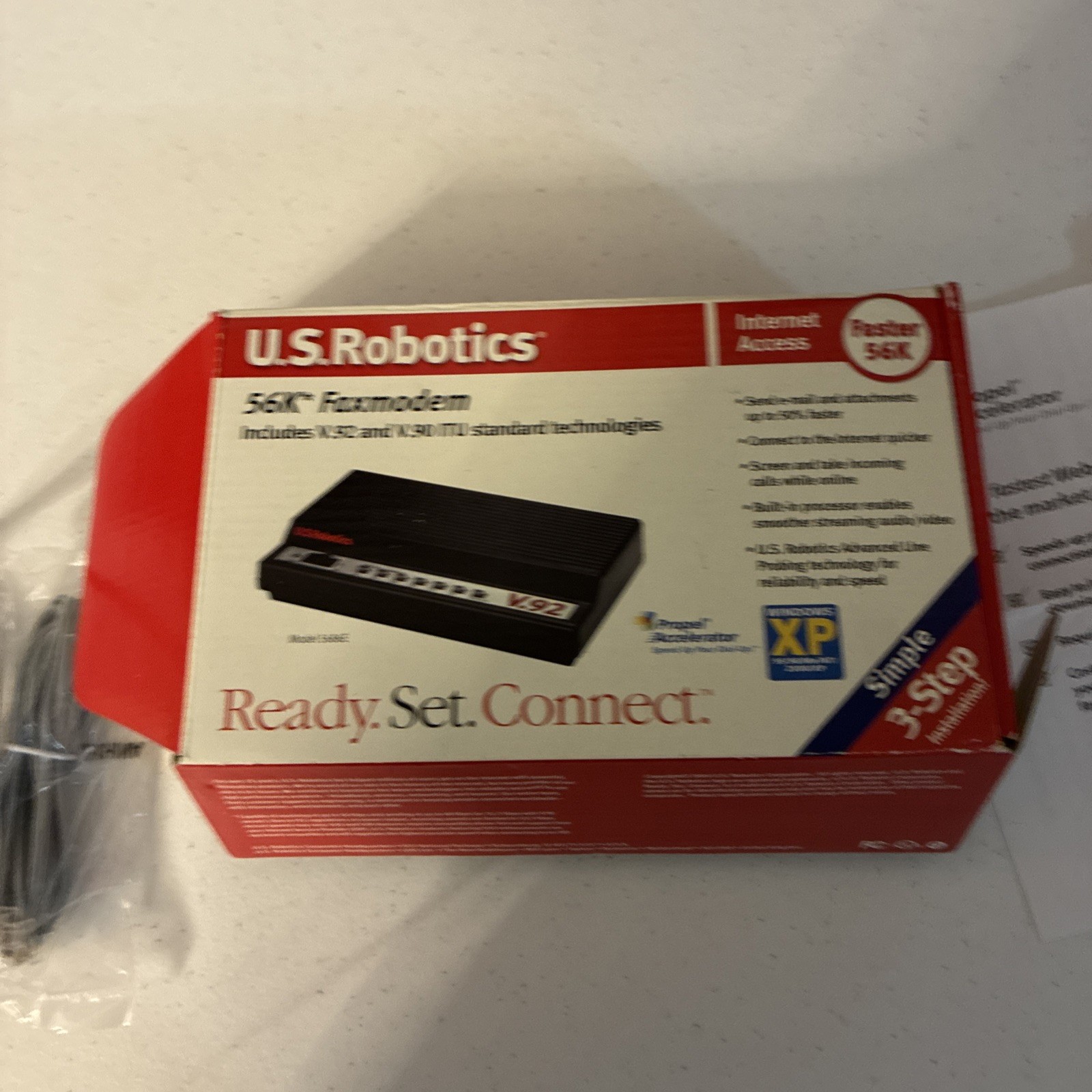LOT OF (2) Us Robotics Black 56 k Modem Model # 5686 V.92 VTG RARE -2006 W/ Box