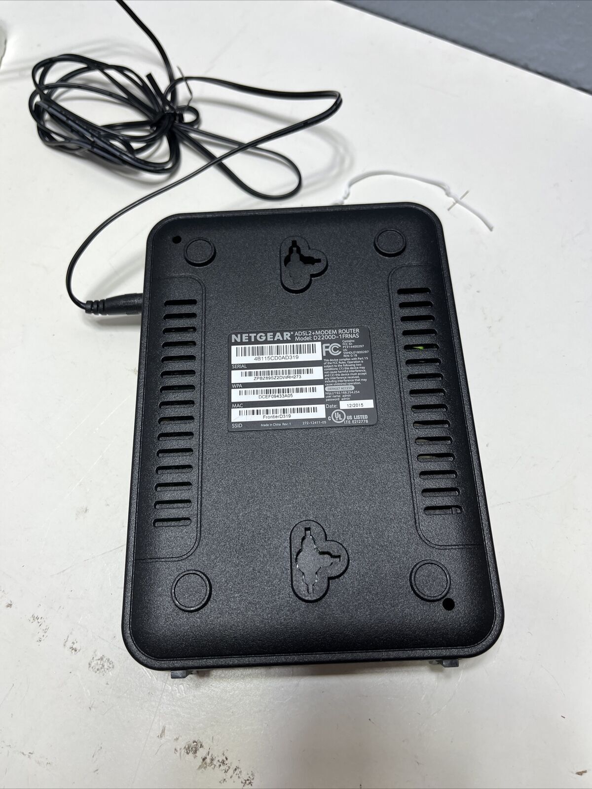 Netgear ADSL2+ Modem Router Powers On