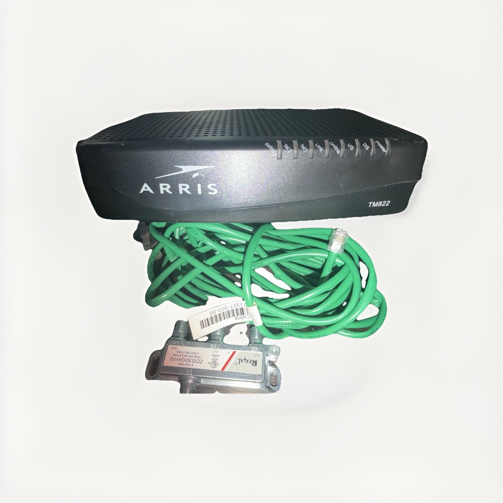 ARRIS TM822 Cable Modem Black Ethernet Telephone Coaxial Ports for PC