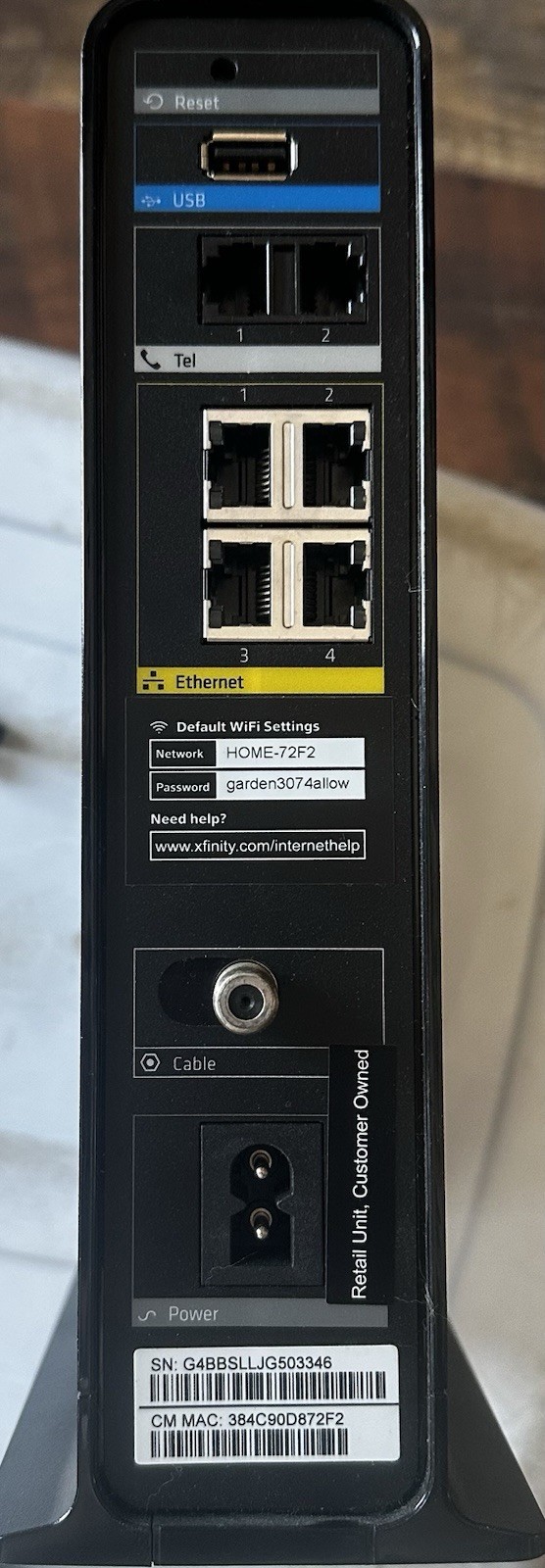 Xfinity Arris TG1682G DOCSIS 3.0 Dual-Band WiFi Telephone Cable Modem 4 Ports