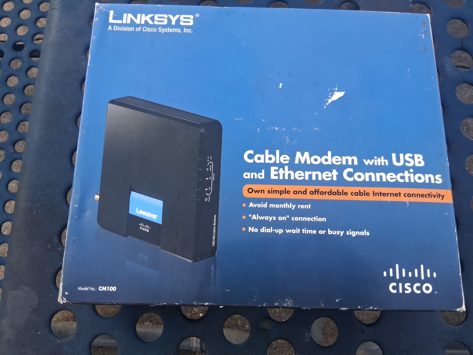 Linksys CM100 Cable Modem W/ USB & Ethernet Connections