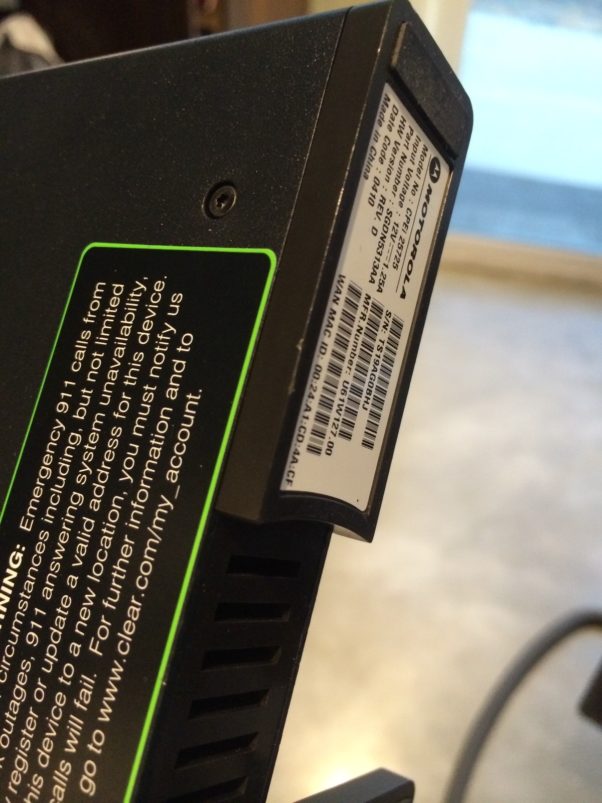 Clear Motorola CPEi 725 Series M WiMAX 4G Modem