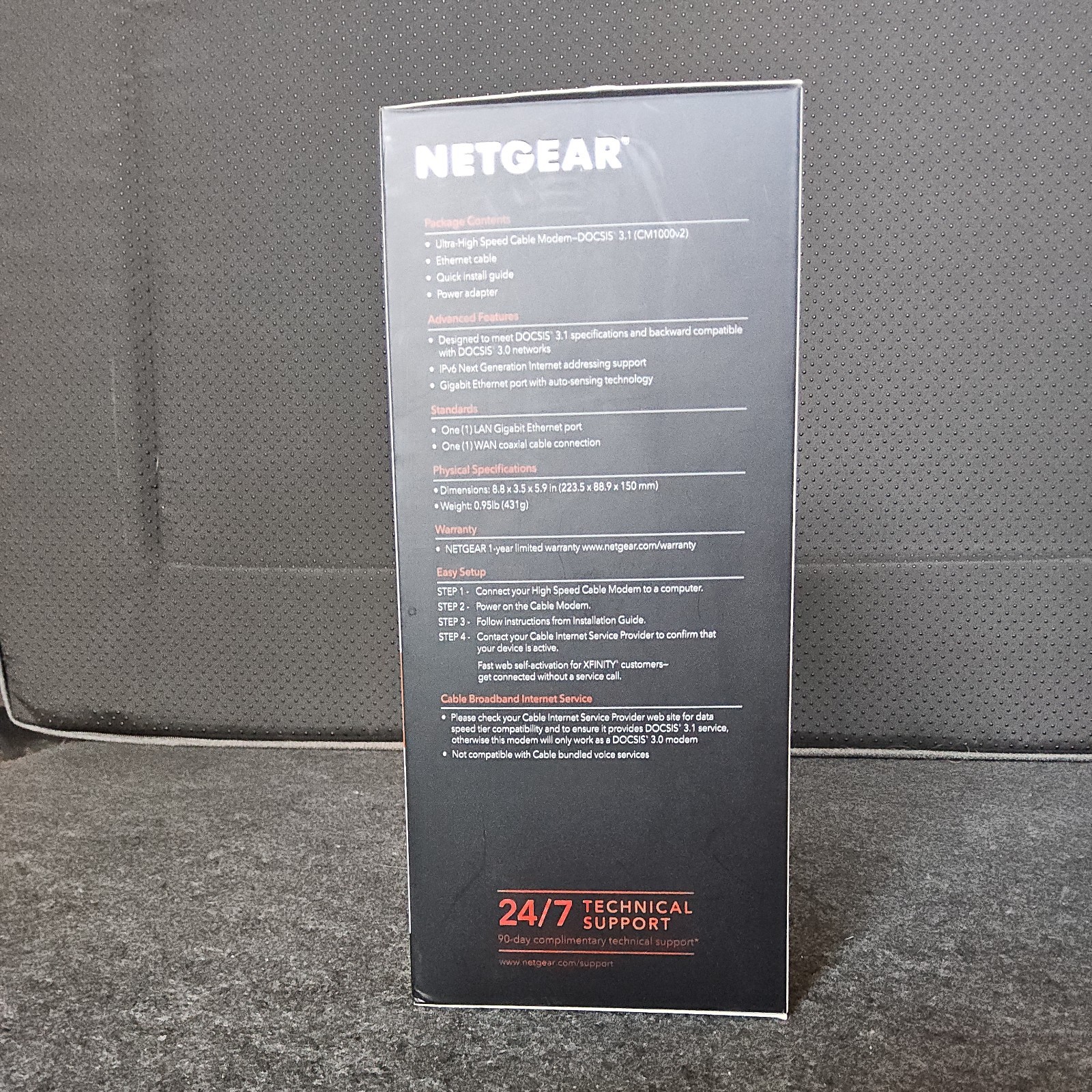 NETGEAR CM1000 Ultra-High Speed DOCSIS 3.1 Cable Modem Black Used