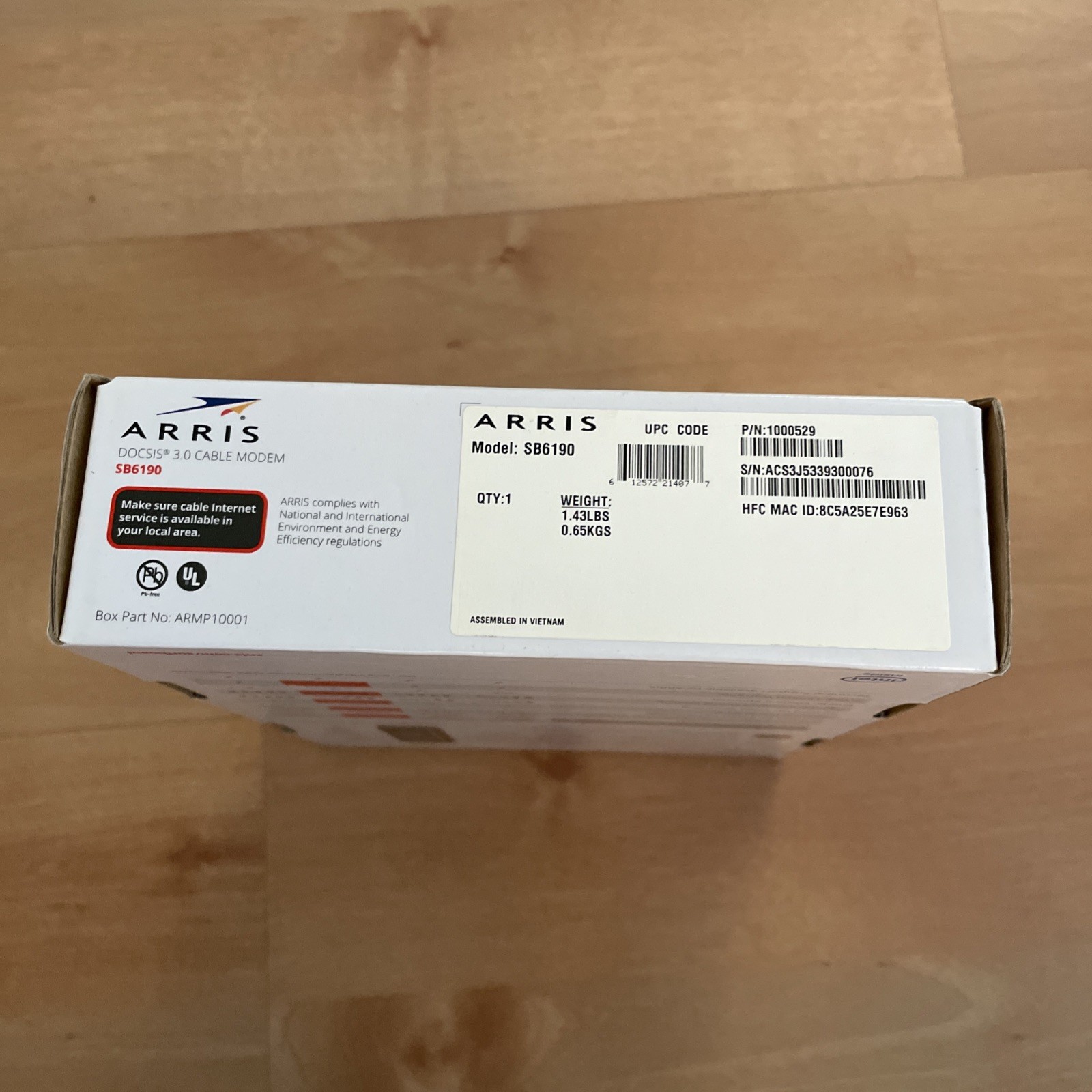 ARRIS SURFboard SB6190 DOCSIS 3.0 Cable Modem 32×8 Gigabit, Open box Never used