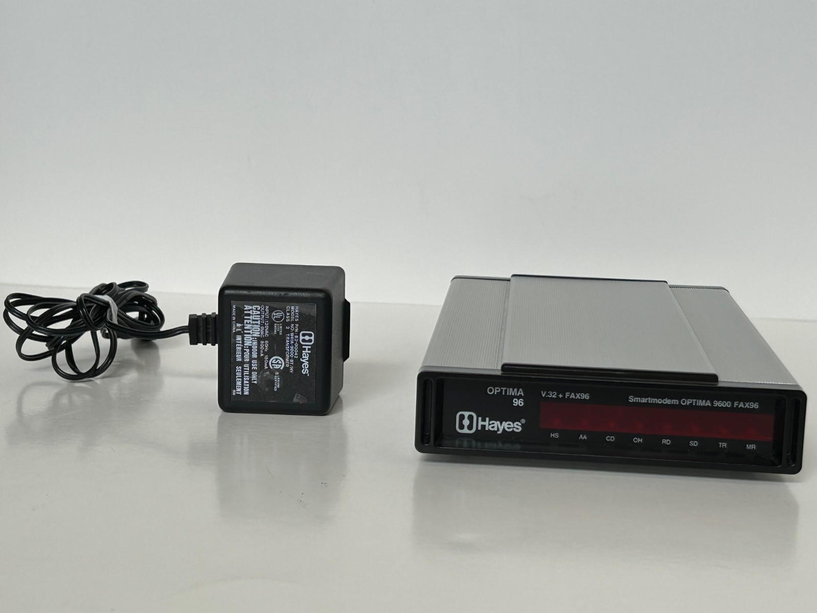 HAYES Optima 96 V.32 Fax 96 Smart External Modem 5101AM Adapter Tested for Power