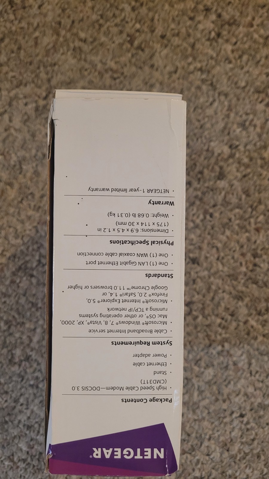 netgear high speed cable modem docsis 3.0