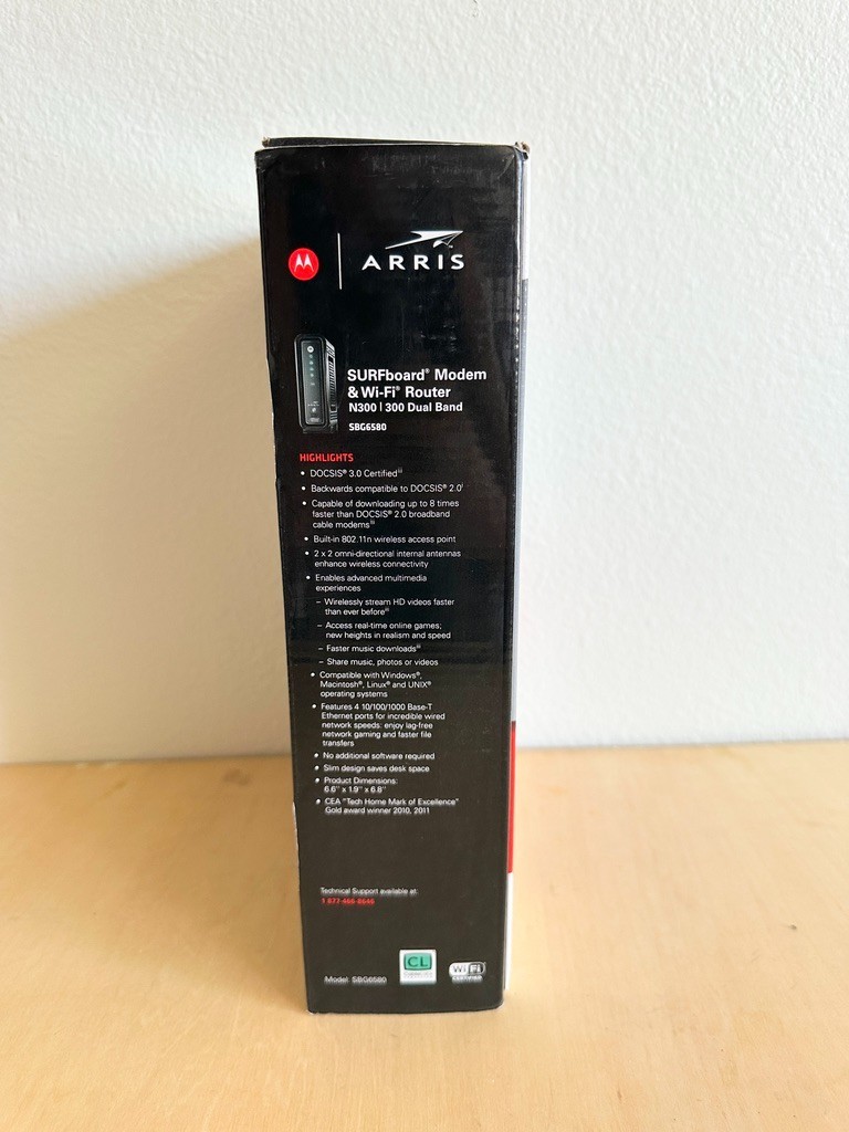 Motorola SURFboard SBG6580 with Coaxial Cable & Original Packaging