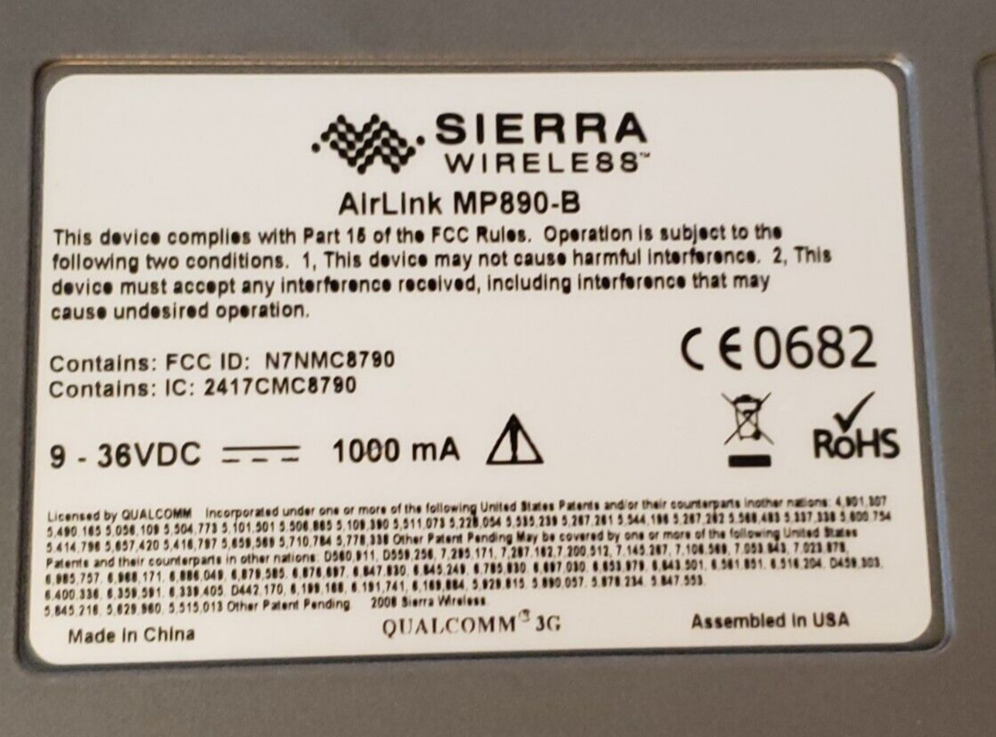 Sierra Wireless AirLink MP890 Ultra-Rugged GPS In-Vehicle 3G WiFi Router
