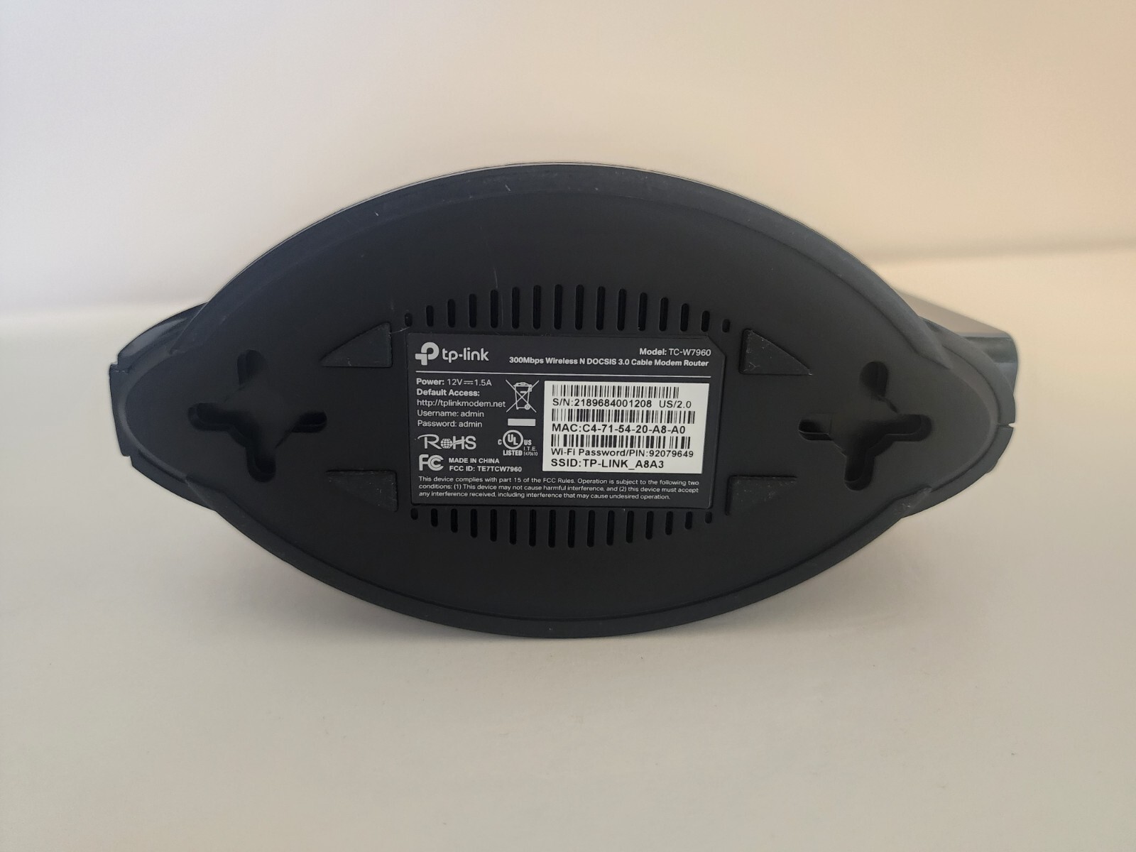 TP-Link TC-W7960S TP-LINK | Cable Modem Router Wi-Fi | Docsis 3.0 | N300 Gateway