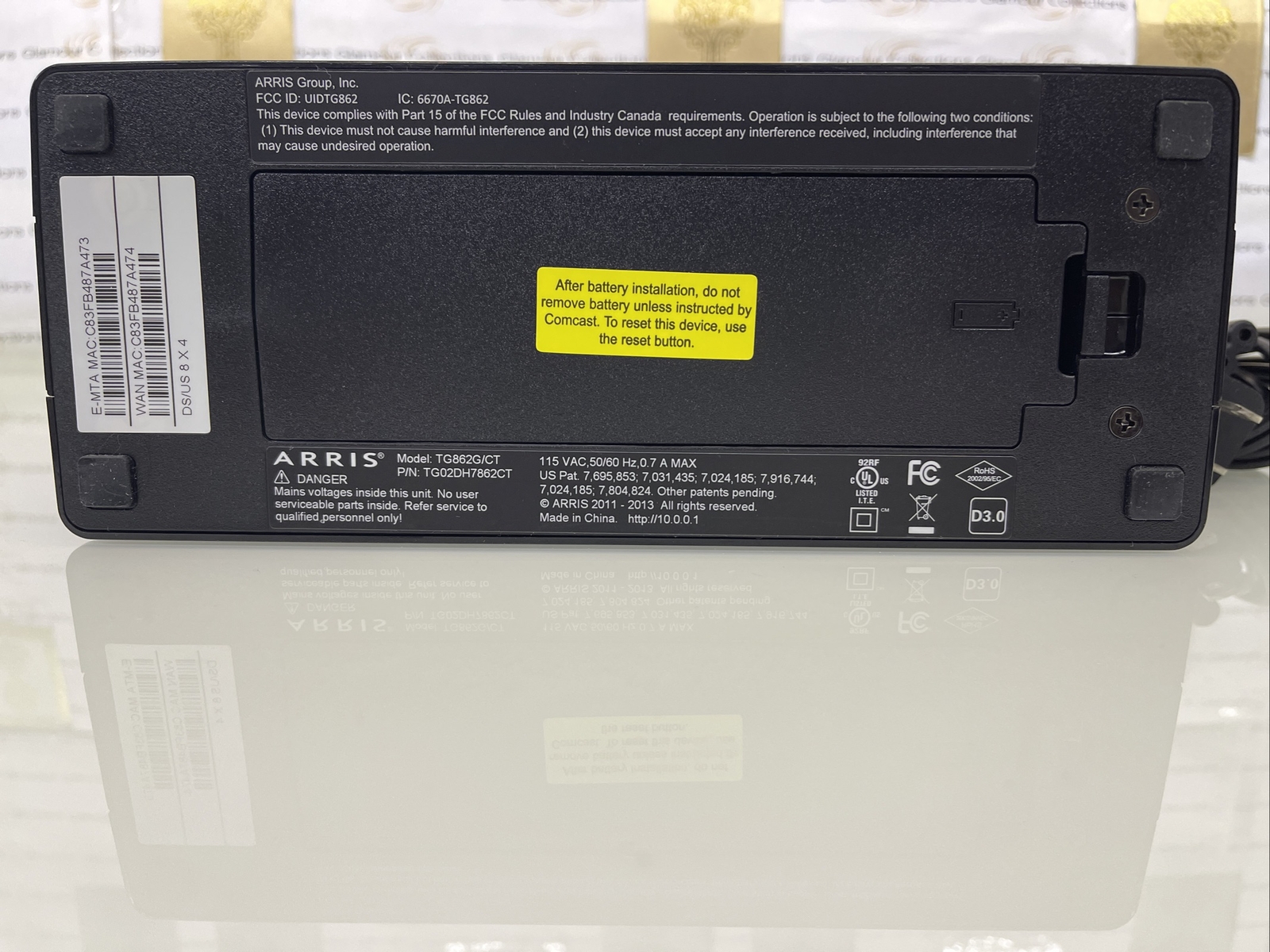 ARRIS TG862G/CT Cable WiFi Voice 802.11n Xfinity (F)