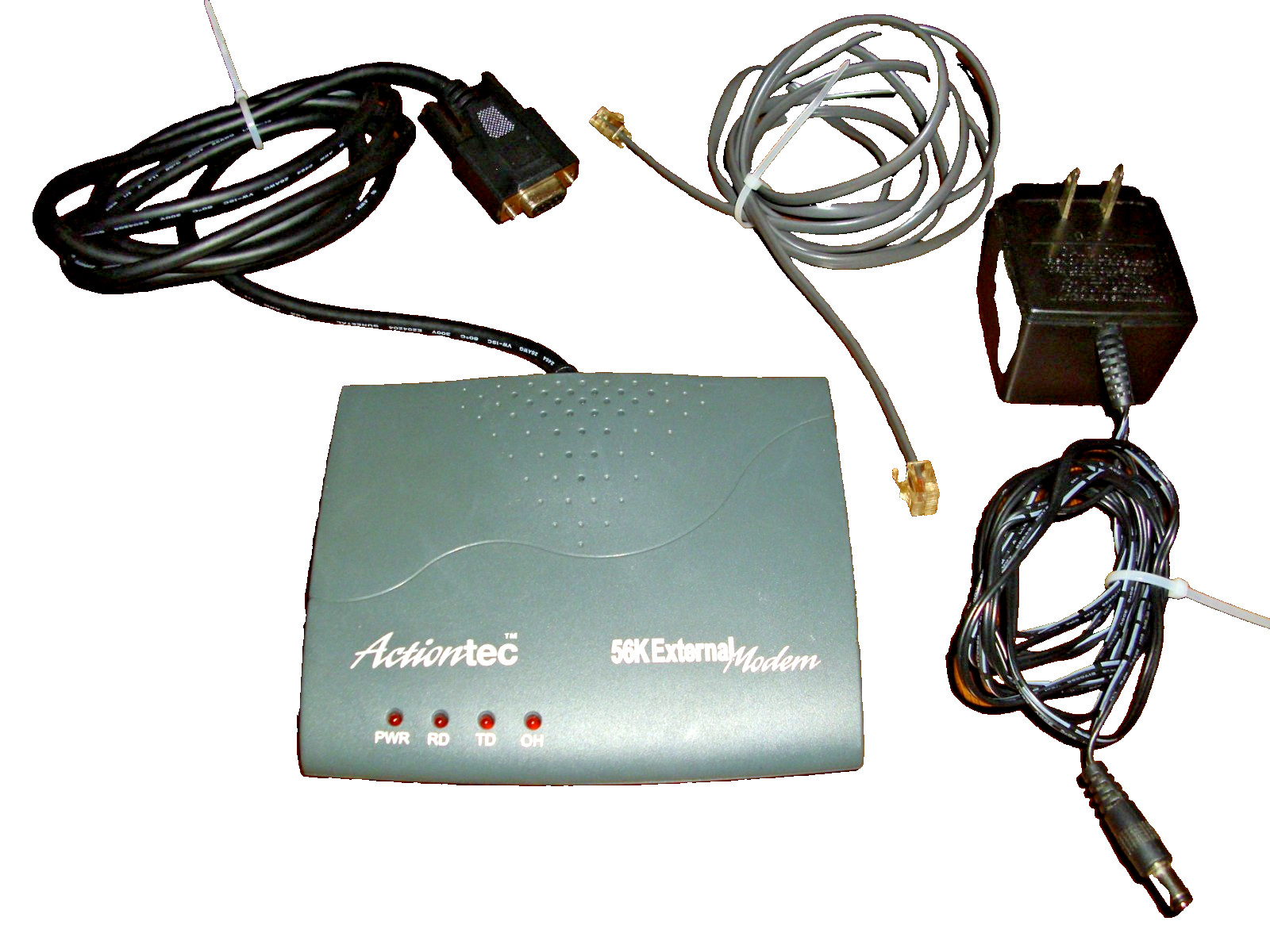 Action Tec 56K External Modem – EX560LKA with Disc , Phone & Power cords-Works