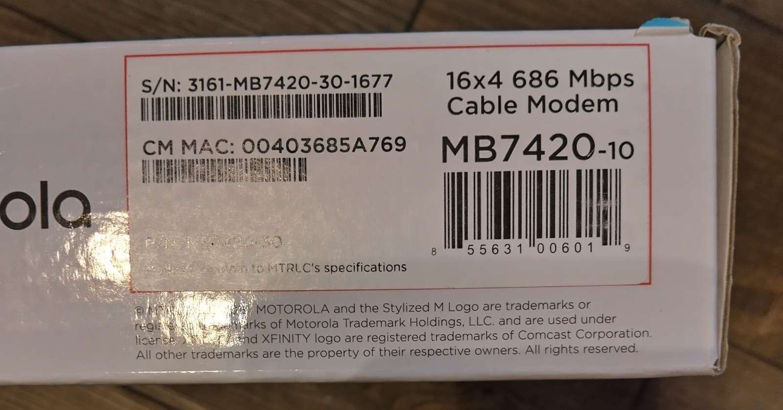 Motorola MB7420 16×4 High Speed ​​Cable Modem 686 Mbps