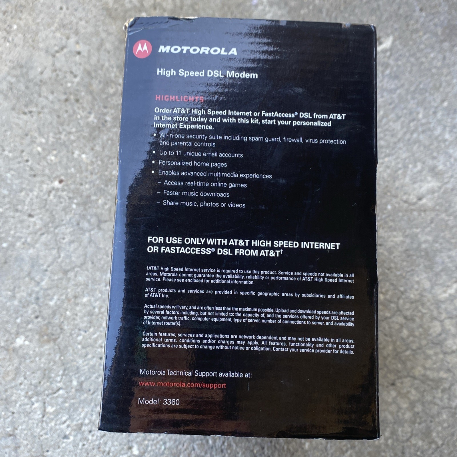 Motorola 3360 DSL Modem 24Mbps USB Ethernet 581211-003-00 New w/ Box Cables