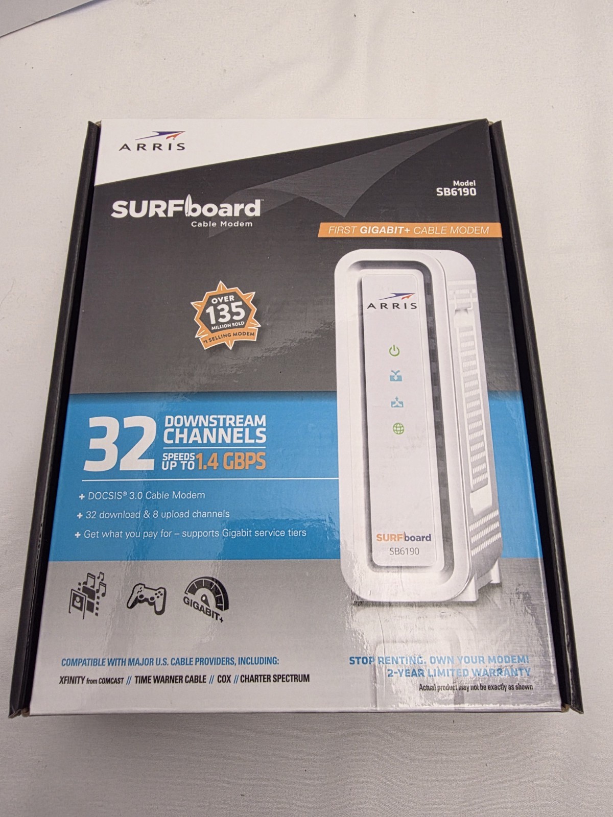 Arris Surfboard Sb6190 DOCSIS 3.0 Cable Modem 32×8 Up To 1.4 GBPS
