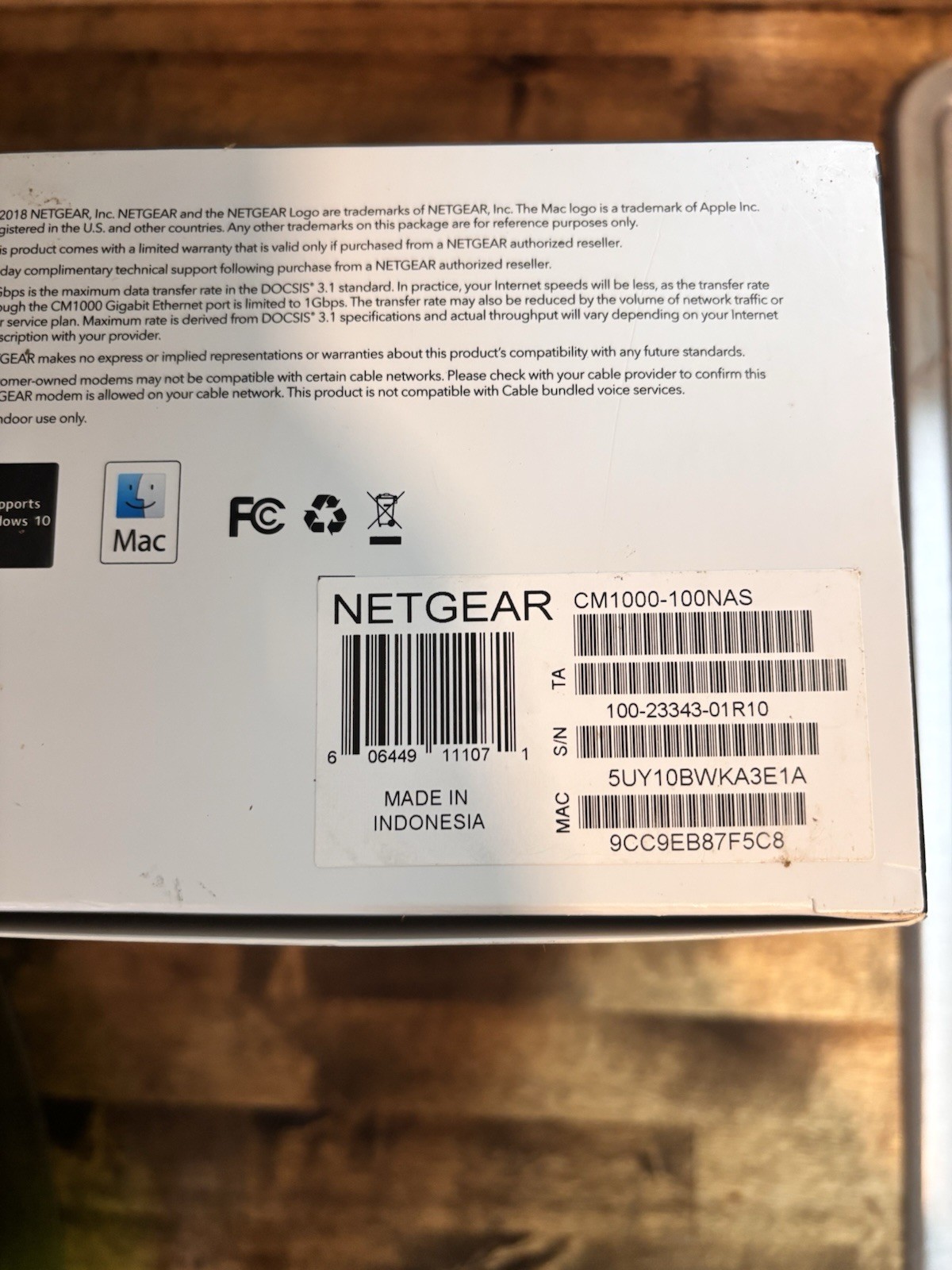 NETGEAR CM1000 DOCSIS 3.1 Cable Modem 1Gbps Ethernet Xfinity Spectrum New